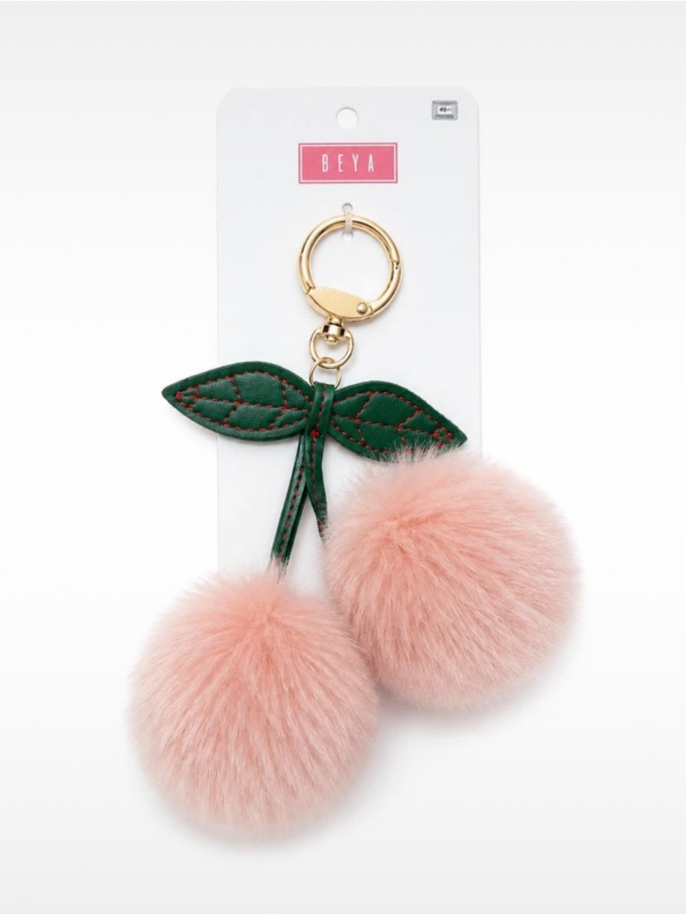 Beya Fuzzy Pink Cherry Bag Charm